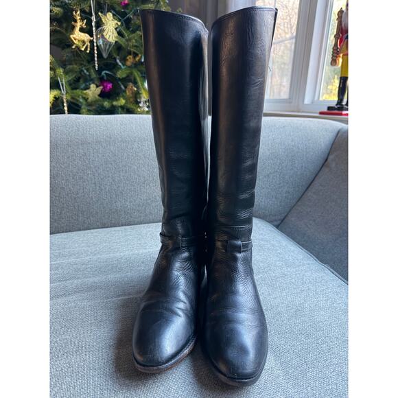 Frye Lindsay Vintage Plate Leather Knee-High Riding Boot Black Sz 7.5 - Picture 3 of 13